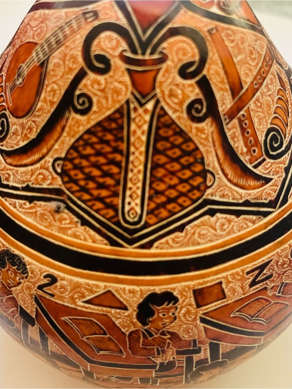 Hand-Painted Brown and Black Decorative Gourd Vase - Artisan Home Art